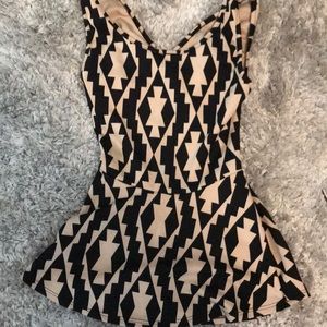 Black and Tan colored peplum top